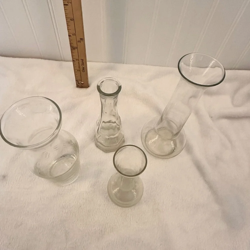 Unbranded‎ Bud Vase Set Home Decor Clear Good Vintage Glass Assorted Shapes MCM